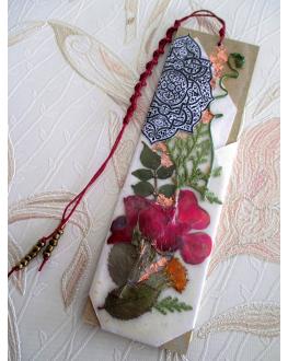 Bookmark - Collage of natural flowers & ornaments