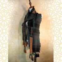 Wintry Narrow Scarf with Palestinian Embroidery 