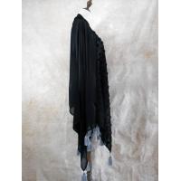 Chiffon shawl with gray Palestinian embroidery 
