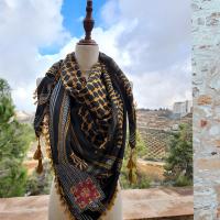 Keffiyeh scarf with Palestinian Hand Embroidery 