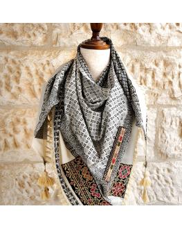 Keffiyeh scarf with Palestinian Embroidery