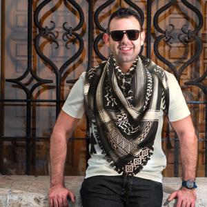 Keffiyeh scarf with Palestinian Embroidery