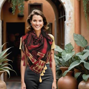 Keffiyeh scarf with Palestinian Embroidery