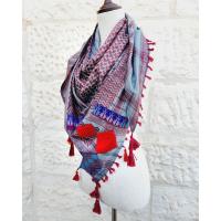 Keffiyeh scarf with Palestinian Embroidery 