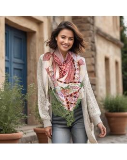 Keffiyeh scarf with Palestinian Embroidery and strases