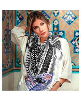 Keffiyeh scarf with Palestinian Embroidery and strases