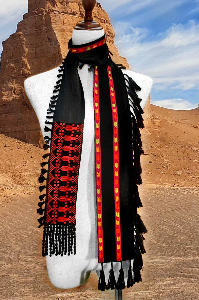 Narrow Scarf with Palestinian Embroidery